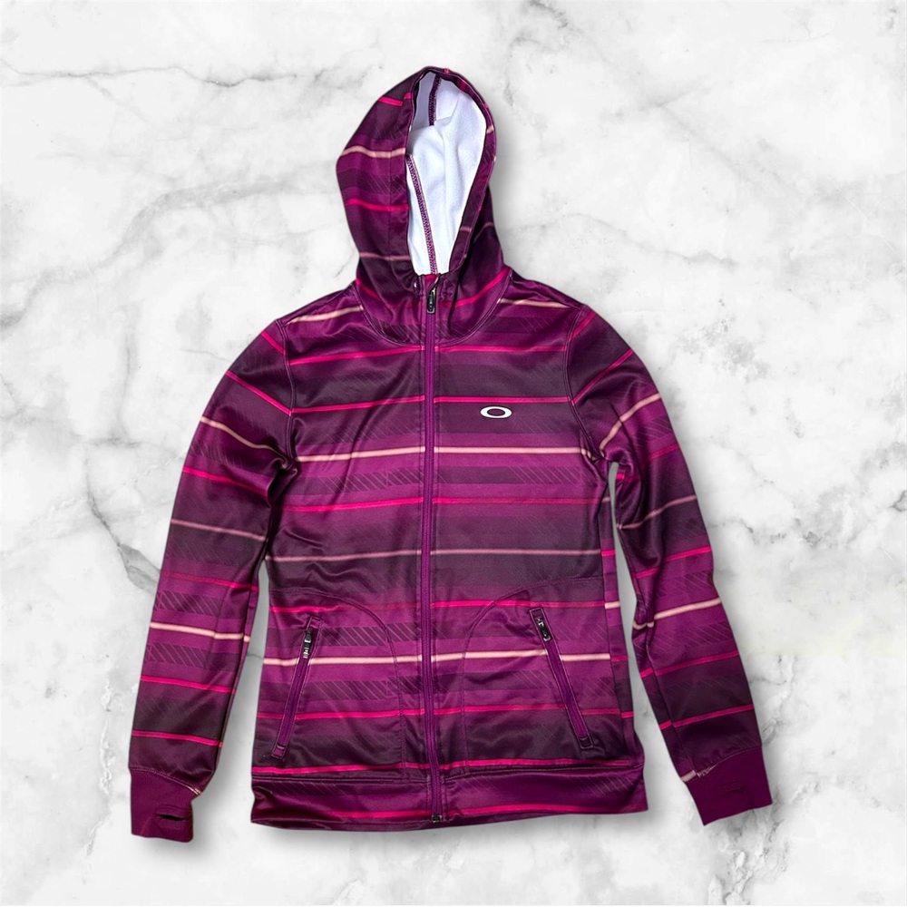 Oakley Striped Hoodie in Purple and Pink Size Small